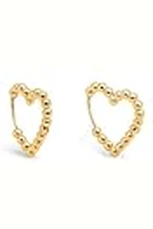 SINGULARU Pendientes Cora Dots. Acero con Acabado en Baño de 18Kt. Motivo Corazón y con Cierre Congo/Click. Joyas para Mujer