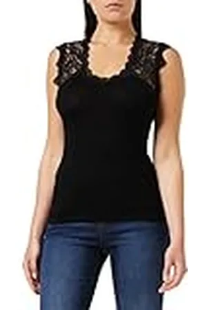 Morgan Camiseta de tirantes anchos con encaje Negro XS