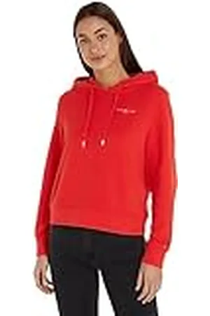 Tommy Hilfiger Mujer Sudadera Logo Hoodie con capucha, Rojo (Fireworks), XXL
