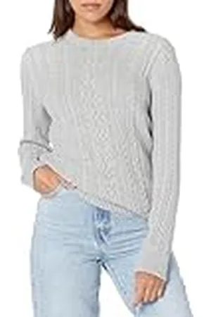 Amazon Jersey de Cuello Redondo y Manga Larga en Punto Trenzado con Ochos (Disponible en Tallas Grandes) Mujer, , XS