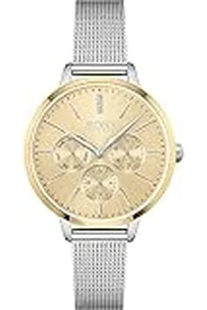 HUGO BOSS Reloj Analógico de Cuarzo para Mujer con Correa de Malla de Acero Inoxidable Plateada - 1502600