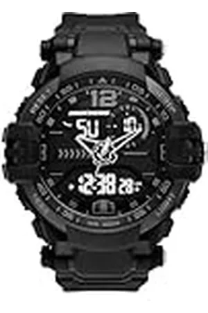 Skechers Reloj para hombre Lawndale, movimiento Ana-Digi, caja de aleación negra de 46 mm con correa de silicona, SR5071