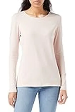 Amazon Camiseta de Cuello Caja, Manga Larga y Ajuste Clásico (Disponible en Tallas Grandes) Mujer, , M