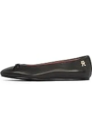Tommy Hilfiger Bailarinas Mujer Flat Bow de piel, (Black), 38