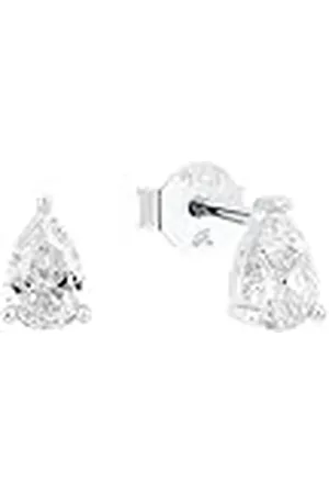 Amor Pendientes de plata de ley 925, con circonita sintética, 0,6 cm, blancos, en caja de regalo, 2039272