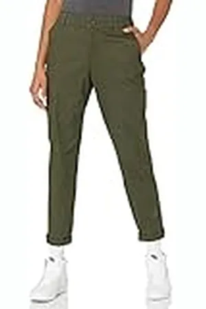 Amazon Pantalón Caqui de Talle Medio Corte Ajustado Pernera Cónica (Disponible en Tallas Grandes) Mujer, , 42