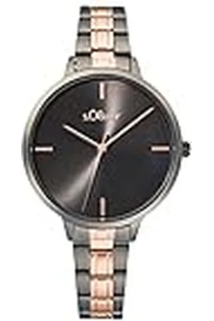 QS by s.Oliver Reloj de pulsera analógico de cuarzo para señora, con brazalete de acero inoxidable, bicolor, hermético 3 bar, se entrega en estuche de regalo, 2033514