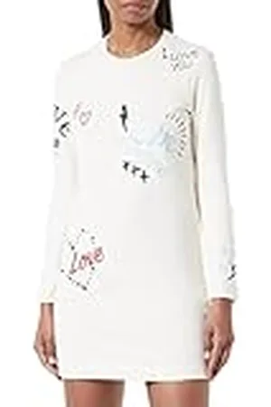 Moschino Corte Regular de Manga Larga con Estampados y Bordados Love & Sketches Vestido, , 46 para Mujer