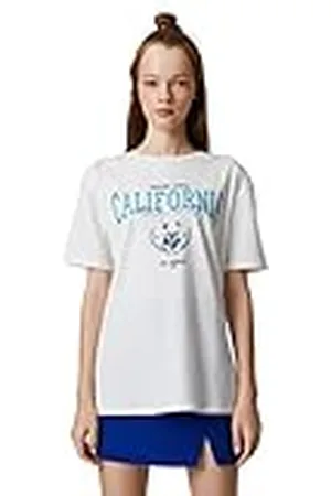 Koton Printed Short Sleeve T-Shirt, Camiseta Mujer,