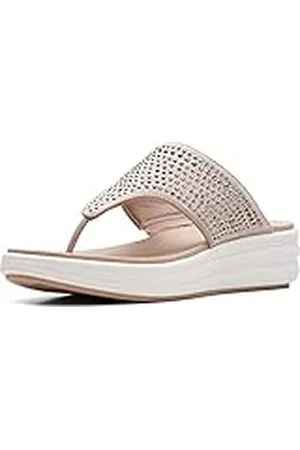 Clarks Drift Jaunt, Sandalias con cuña Mujer, Gris Topo Textil, 39 EU