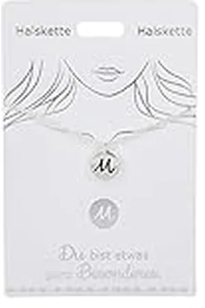 Depesche 4710-029 - Collar con colgante de letra M, bañado en , longitud variable (42 cm + 5 cm), ideal como regalo o detalle