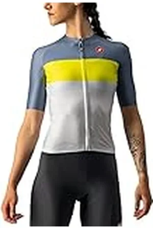 Castelli Camiseta de Punto Aero Pro W para Mujer, Gris Plateado/sulfura/Azul Claro de Acero, L