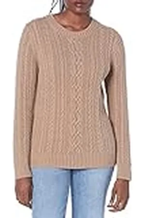 Amazon Jersey de Cuello Redondo y Manga Larga en Punto Trenzado con Ochos (Disponible en Tallas Grandes) Mujer, , M