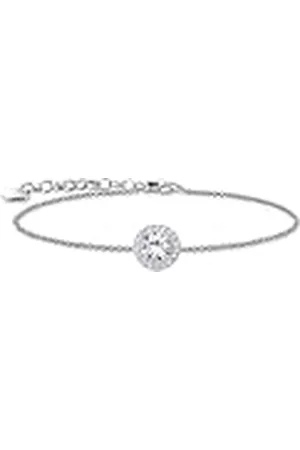 Thomas Sabo A2166-051-14-L19V - Pulsera con colgante de halo y piedras blancas (plata 925 reciclada, 16-19 cm), L19V, Plata de ley, Circonita cúbica