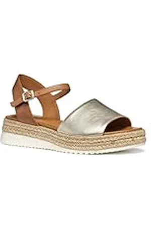Geox D EOLIE C, Sandalia Plana Mujer, Lt Gold/Camel, 35 EU