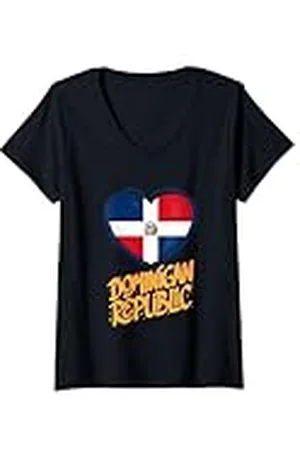 Fantasy Mujer ¿ Tu corazón late por la República Dominicana ? Camiseta Cuello V
