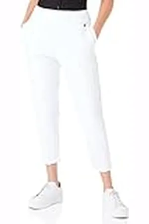 Champion Legacy American Classics Stretch Interlock Crop High Waisted Relaxed Pantalones Deportivos, Color Blanco, S para Mujer