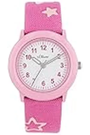 QS by s.Oliver Reloj de Pulsera para niñas Reloj de Cuarzo analógico, con Correa Textil, Rosa, 3 Bar Resistente al Agua, Viene en Caja de Regalo, 2036751