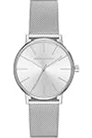 Armani Exchange Reloj para Mujer, Movimiento de tres manecillas, caja de 36 mm de acero inoxidable plateado con correa de malla de acero inoxidable, AX5535