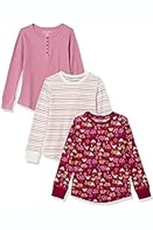 Amazon Camiseta térmica de Punto de Manga Larga Niña, Pack de 3, , 9 años