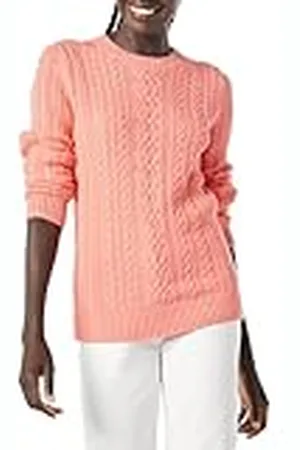 Amazon Jersey de Cuello Redondo y Manga Larga en Punto Trenzado con Ochos (Disponible en Tallas Grandes) Mujer, , XS