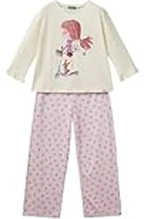 Benetton Pig(Maglia+Pant) 3y5e0p08b Juego de Pijama, Color Blanco, Large para Niñas