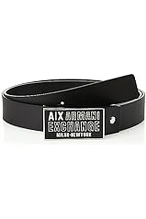 Armani Exchange Piel enlazada, Logotipo Buckle Cinturón, , Talla única Casual