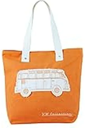Brisa VW Collection - Volkswagen Bolsa de playa y compras de lona reutilizable T1 Camper Bus (Silueta/Naranja)