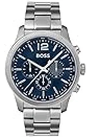 HUGO BOSS Reloj Cronógrafo de Cuarzo para Hombre de 43 mm Colección The Professional con Esfera Azul, Pulsera de Acero Inoxidable Plateado, 3 Subesferas, Resistencia al Agua 3ATM - 1513527