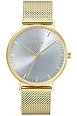 QS by s.Oliver Reloj de pulsera señoras reloj de cuarzo analógico, con brazalete de acero inoxidable, oro, 3 bar resistente al agua, viene en caja de regalo