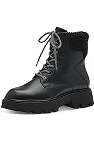 Tamaris Mujer Botines, señora Botas Militares,Forrado,Botas,Medias Botas,Botines,Botas de Cordones,Botas de Invierno,Black Leather,40 EU