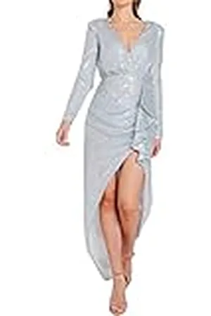 Pretty Darling Vestido Largo de Fiesta con Lentejuelas Blancas Hielo Formal, 38 para Mujer