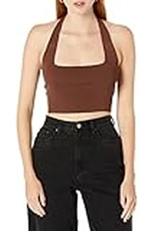 THE DROP Damen Greta Top Entallado tipo Bustier con Cuello Cuadrado tipo Halter, , 4XL Grande