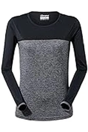 Berghaus Voyager Tech tee Camiseta de Manga Larga, Mujer, Carbon Marl/Jet Black, 2XL