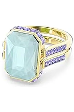 Swarovski Anillo Orbita, con Circonita , Piedra Central de Corte Octagonal Reversible, Baño en Tono Oro, Talla 60
