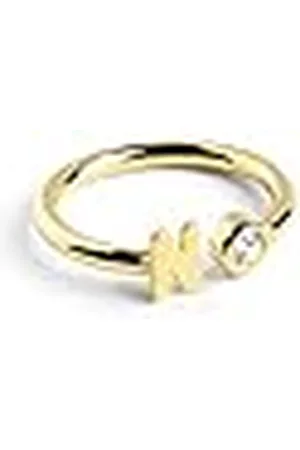 SINGULARU Anillo Personalizado Letter Spark. Ajustable. Plata de Ley 925 con Acabado Baño de de 18 Kt. Talla Unica. Joyas para Mujer. Letra N