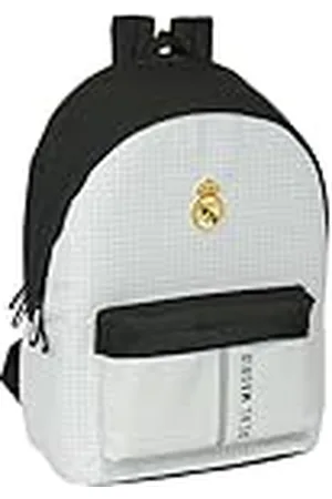 Safta REAL MADRID 1ª EQUIPACIÓN 24/25 - Mochila para Portátil 15.6" y USB, Ideal para Jóvenes de Diferentes Edades, Tejido Reciclado, Cómoda y Versátil, 31x18x44 cm, Color