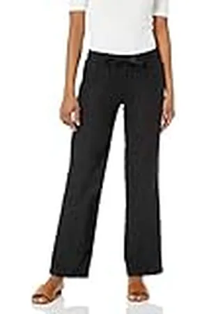 Amazon Pantalón de Pierna Ancha con Cordón Ajustable en Mezcla de Lino (Disponible en Tallas Grandes) Mujer, , L