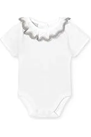 BABIDU Body Bebé Manga Corta Algodón 100%, Body Bebé Recien Nacido Con Cuello Volante Bolillo, Tejido Transpirable Suave y Hipoalergénico Piel Sensible, Ropa Bebé Niño y Niña Unisex, Basicos Verano