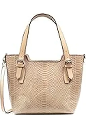 Firenze Artegiani . Arezzo Bolso tote Mujer.Piel auténtica Gamuza Grabado Serpiente 37x14x27 cm. Color: