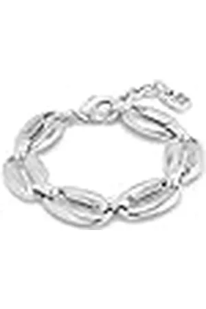UNO de 50 UNOde50 | Pulsera de Aleación de Metales | Bañada en Plata de Ley | Eslabones Ovalados Medianos | Joya Artesanal | Incluye Caja Candado Roja