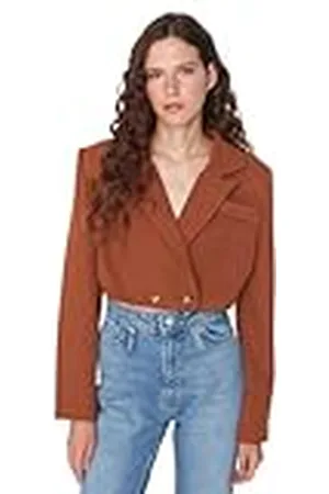 Trendyol Blazer Regular Liso con Cuello de Solapa Abrigo, , 66 para Mujer