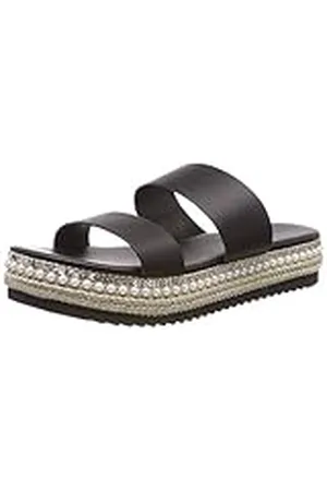 Pieces® Pscalandra Leather Sandal, Sandalias con Plataforma Plana Mujer, (Black Black), 36 EU