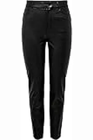 ONLY Onlemily Hw St Ank Faux Leather Pnt Noos, Pantalón Mujer, Black, S
