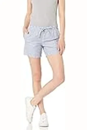 Amazon Pantalón Corto en Mezcla de Lino con cordón de Cierre y Entrepierna de 12,7 cm (Disponible en Tallas Grandes) Mujer, , L