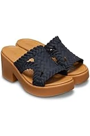 Crocs Mujer Brooklyn Woven Slide Heel Sandalia, Black, 39/40 EU