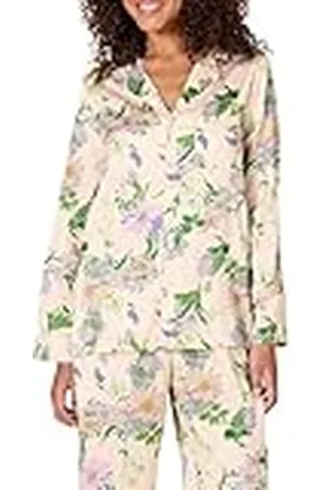 Amazon Camisa de Dormir de satén de Manga Larga de Corte Recto (los Pantalones se Venden por Separado) Mujer, , XS