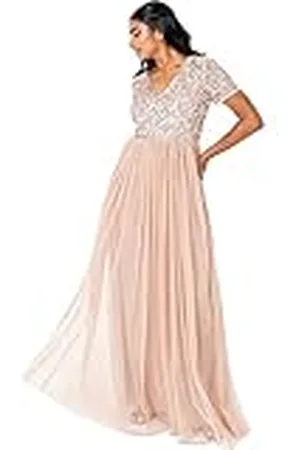 Maya Deluxe Vestido Maxi Adornado con Escote En V Dama de Honor para Mujer, , 46