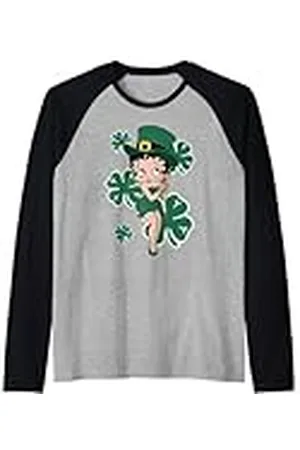 Betty Boop Vestido y sombrero verde del día de San Patricio de Camiseta Manga Raglan