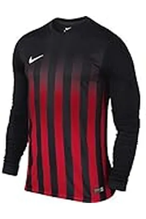Nike LS YTH Striped Division II JSY Camiseta, Niños, Negro/Rojo/Blanco (Black/University Red/White), M